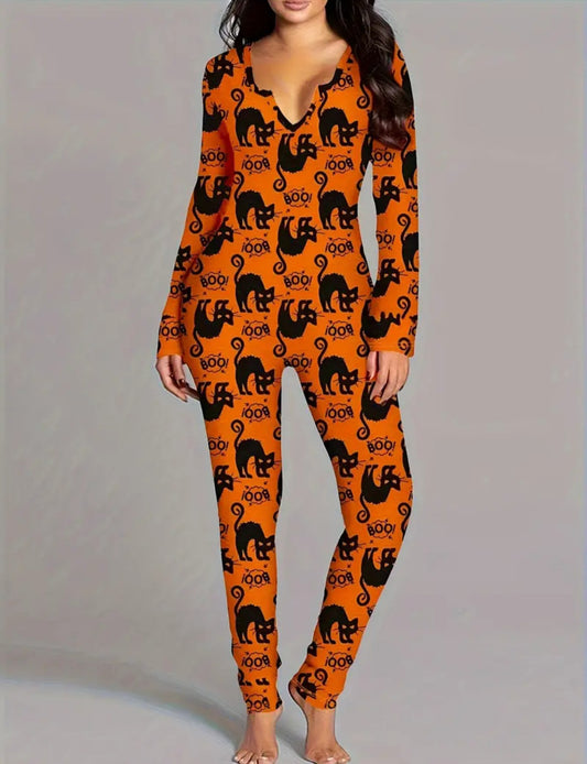 BOO CAT LOUNGING JUMPSUIT